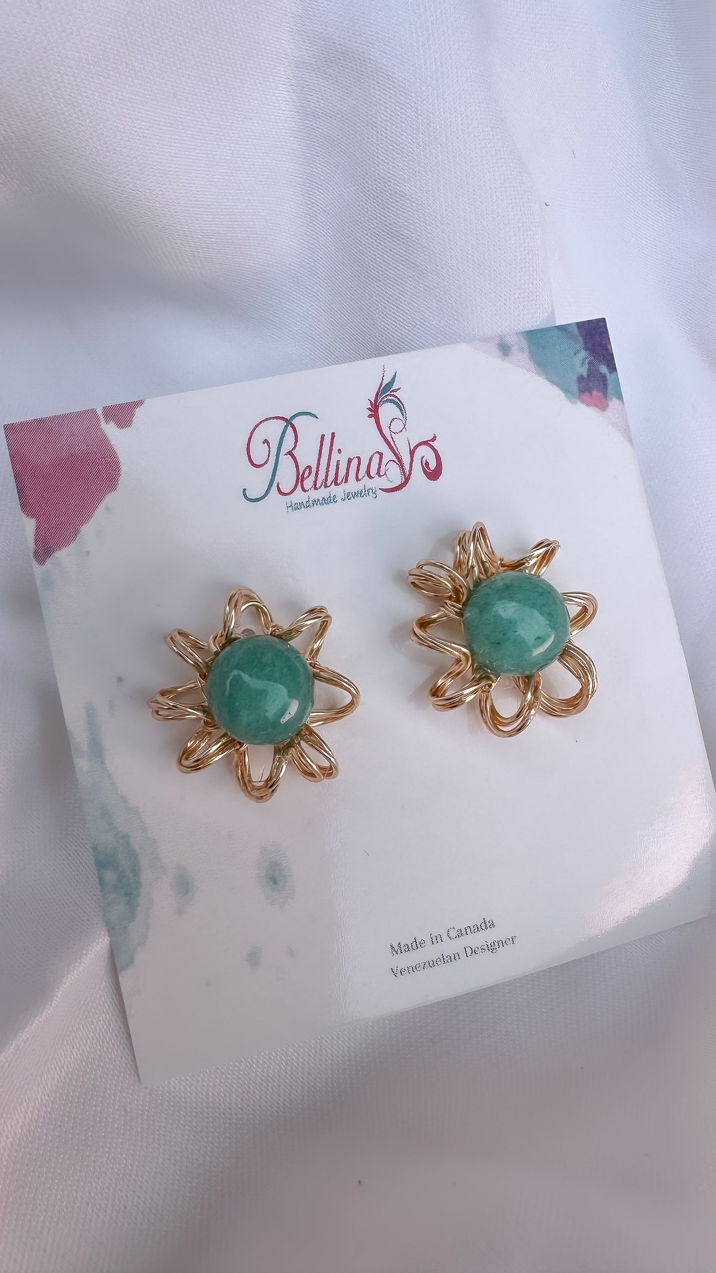 Aventurine sunflower Small Earrings