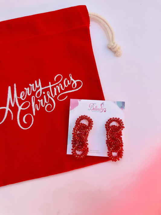 Red link earrings 💫