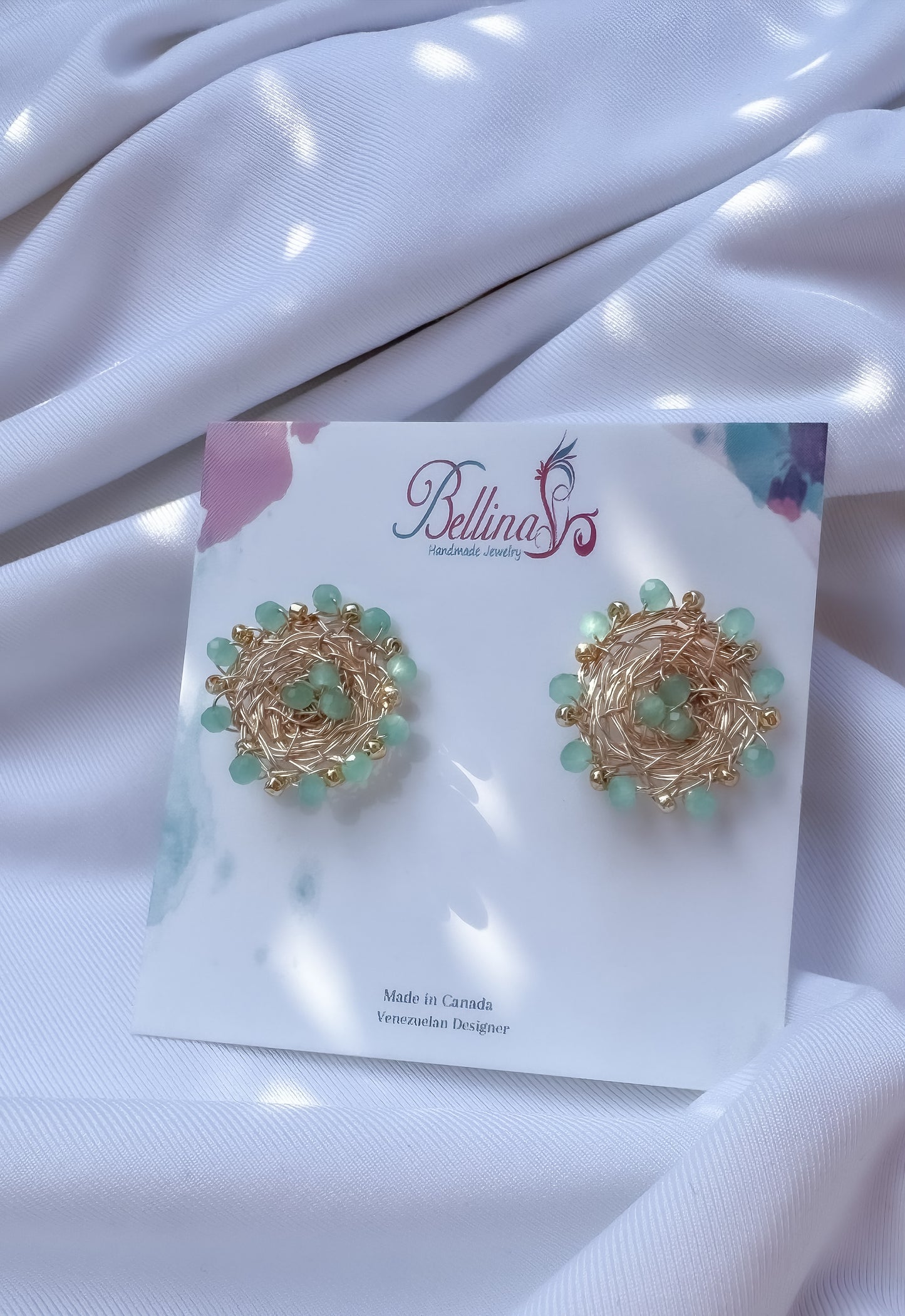 Light Mesh Earrings in mint