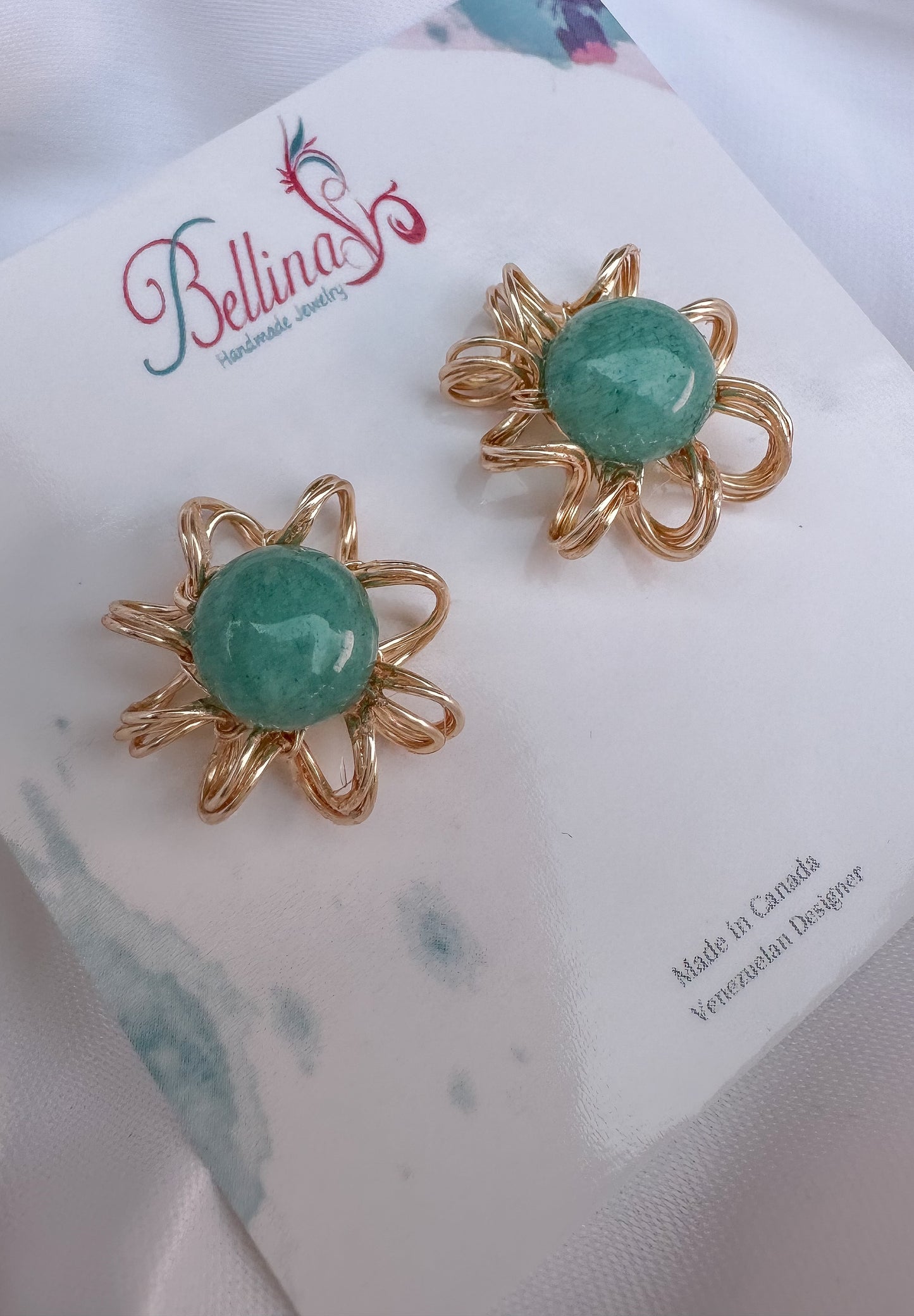 Aventurine sunflower Small Earrings