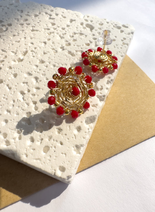 Light Mesh Earrings in red