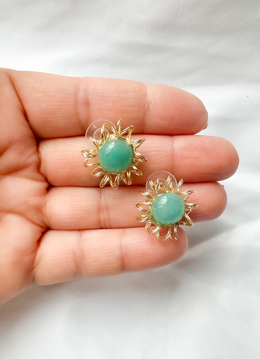 Aventurine sunflower Small Earrings