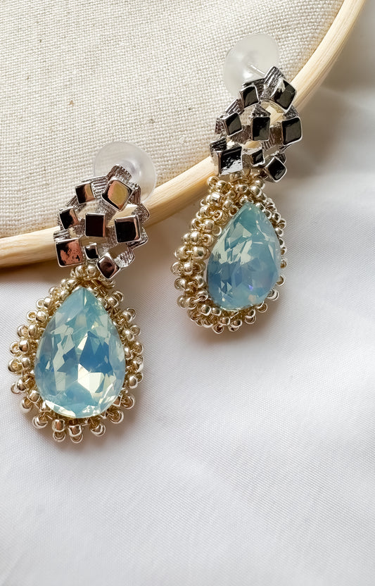 Silver embroidered earrings