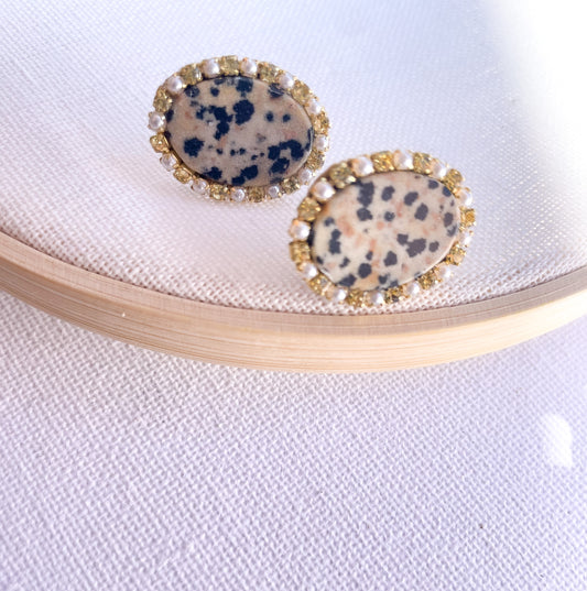 Dalmatian Oval Earrings