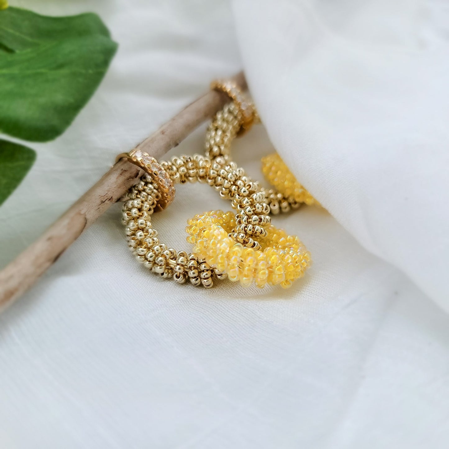 Silver yellow infinity Earrings