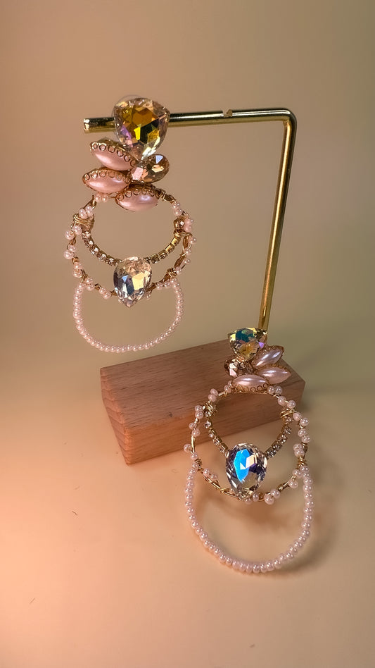 Unique hand-woven bridal earrings with Japanese miyuki and crystals .