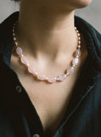 Isola Natural Stone Choker Set — Handmade Green Agate & Freshwater Pearl Jewelry | Bellina