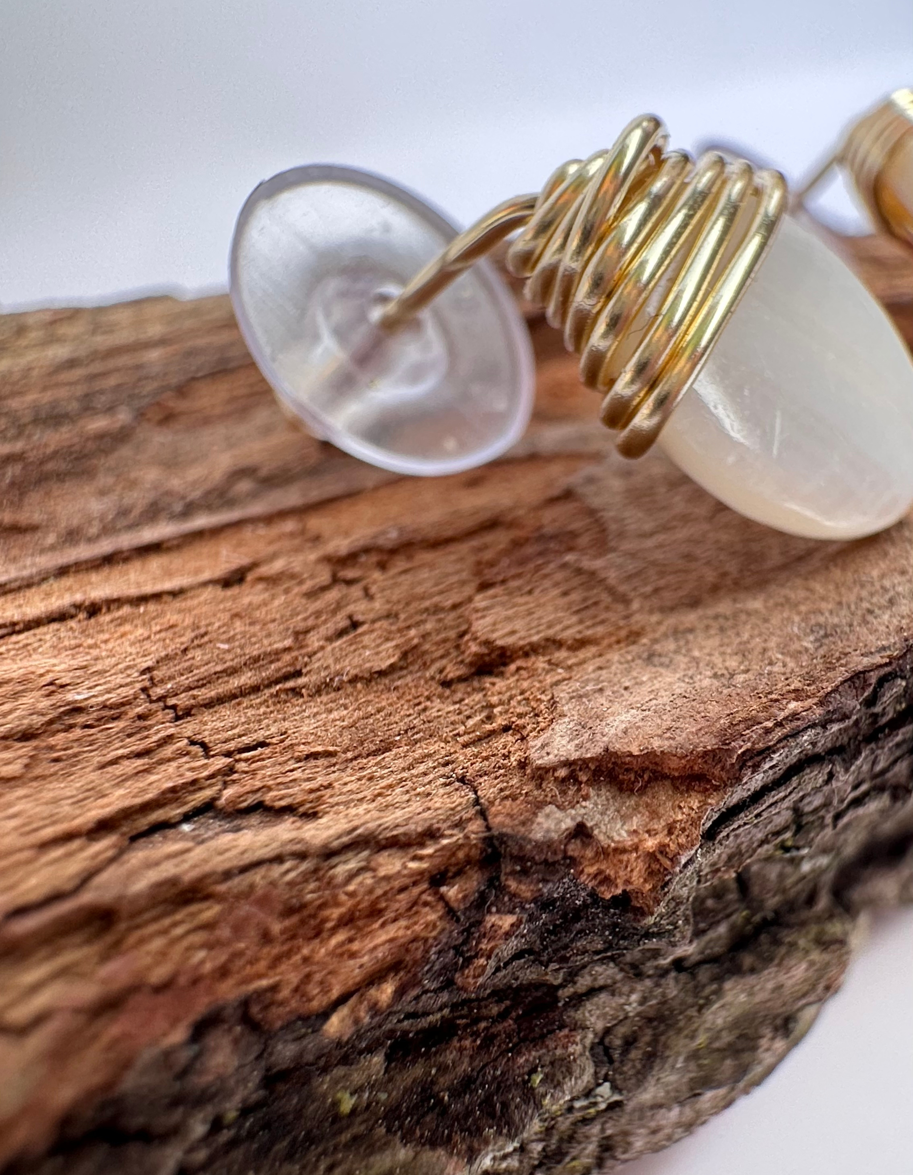 Handcrafted Abalone Shell🐚  Wrapped Gold Earrings