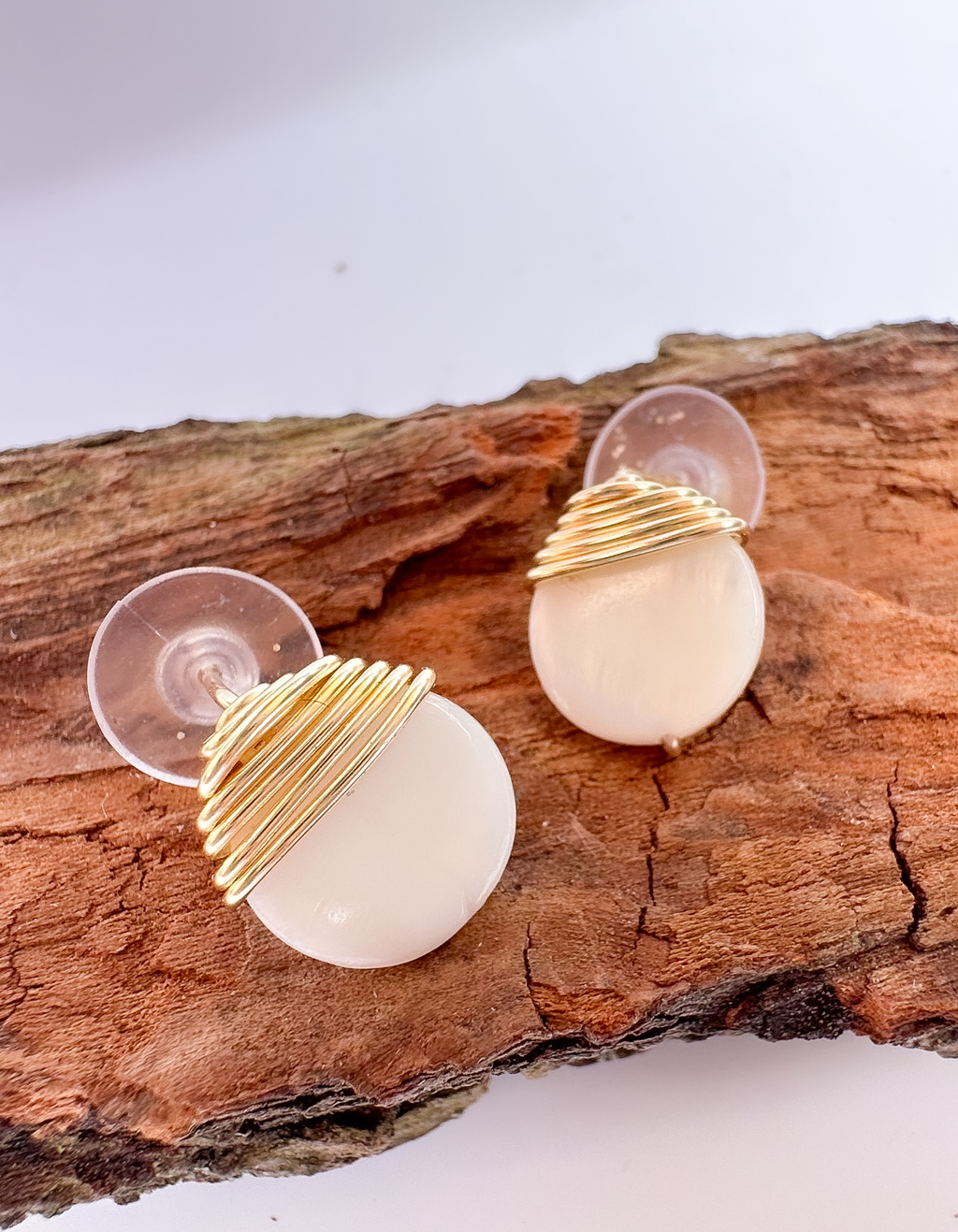 Handcrafted Abalone Shell🐚  Wrapped Gold Earrings