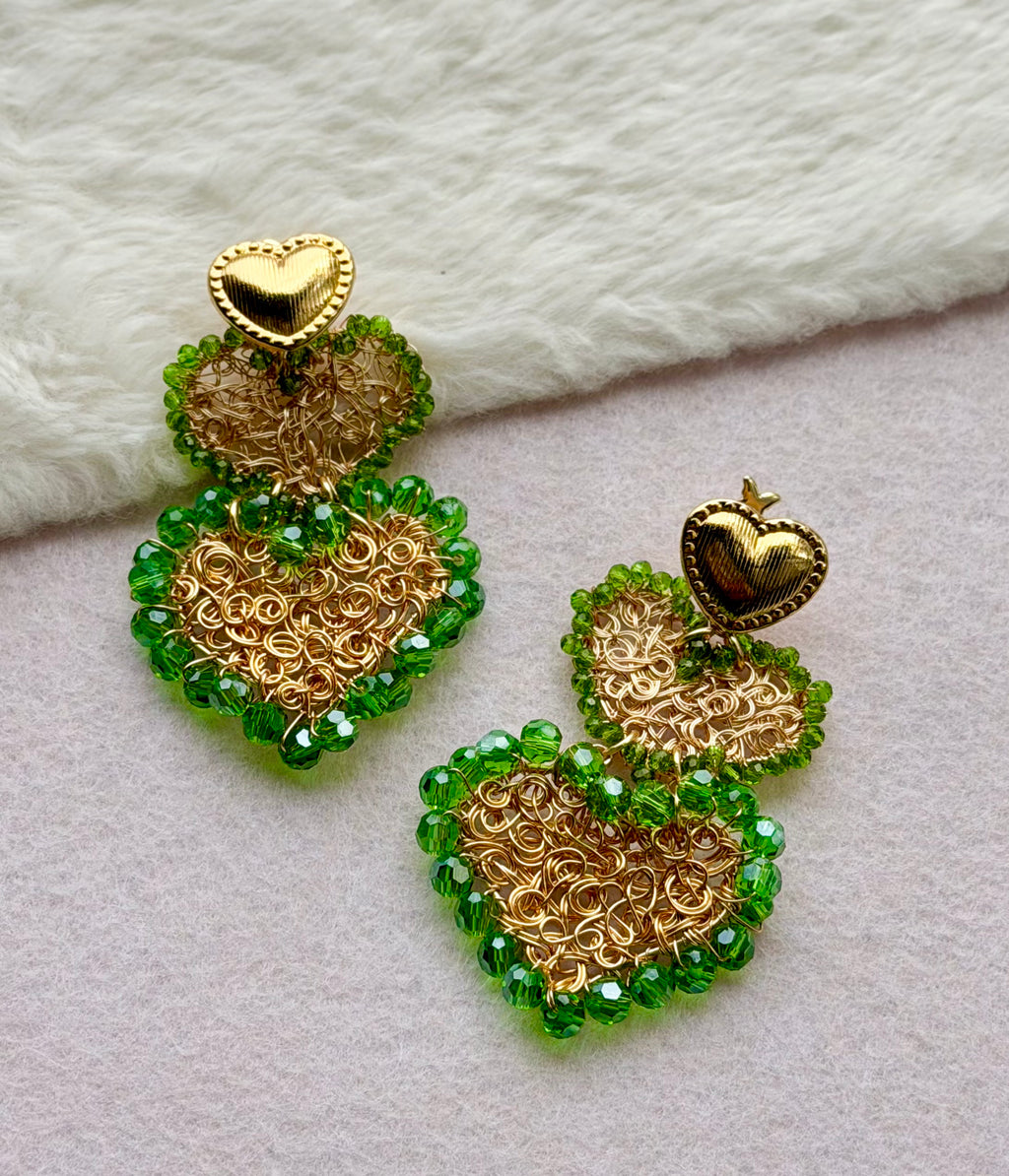Maxi Anni 2.0 – Handcrafted Heart Earrings  with Crystal beaded