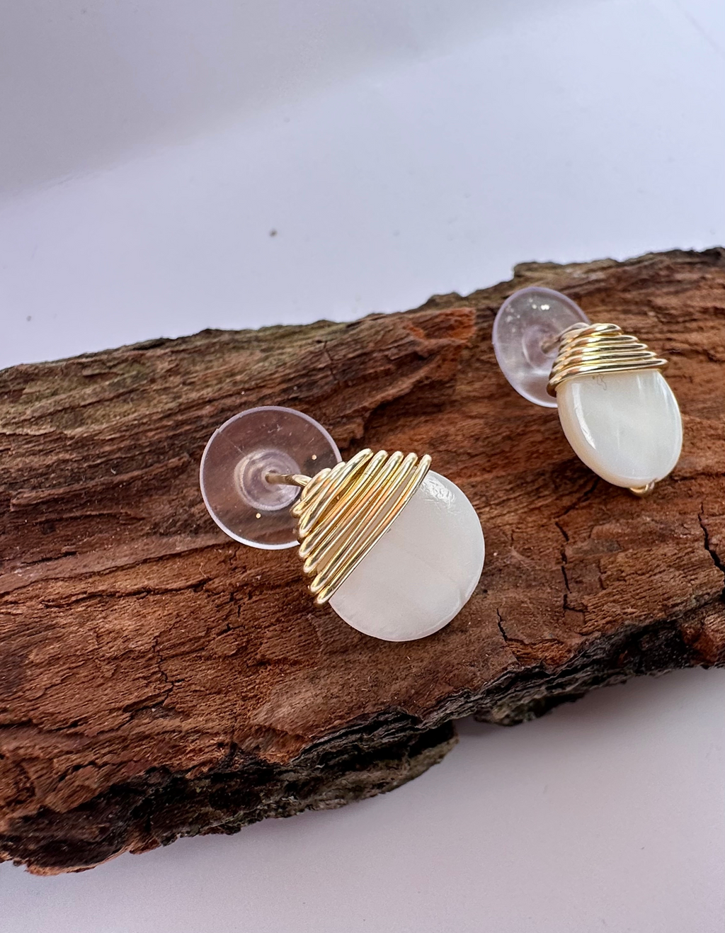 Handcrafted Abalone Shell🐚  Wrapped Gold Earrings