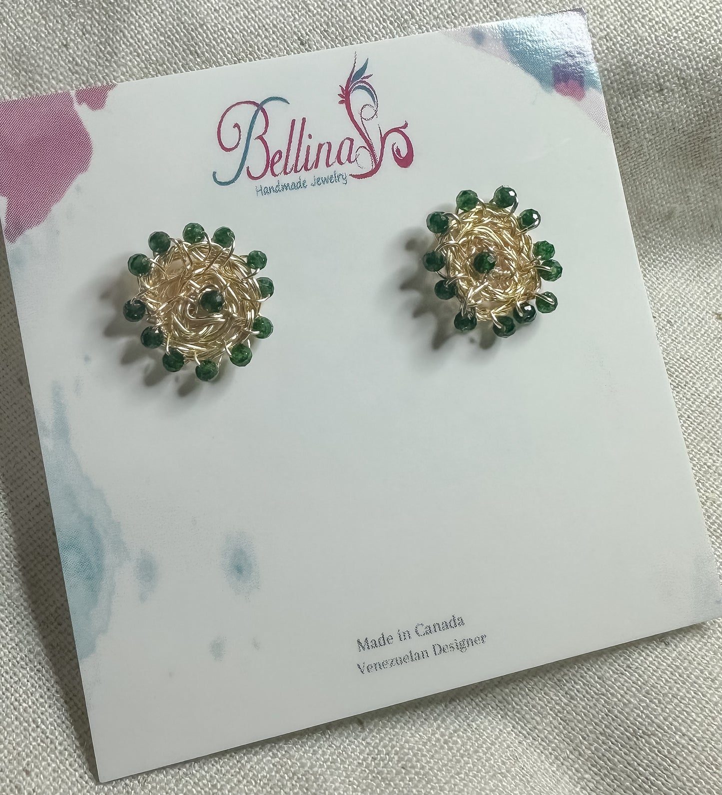 Light Mesh Earrings in Green