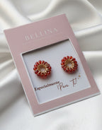 Coronita Floral Stud Earrings — Handmade Gold Plated Wire Earrings with Natural Stones | Bellina