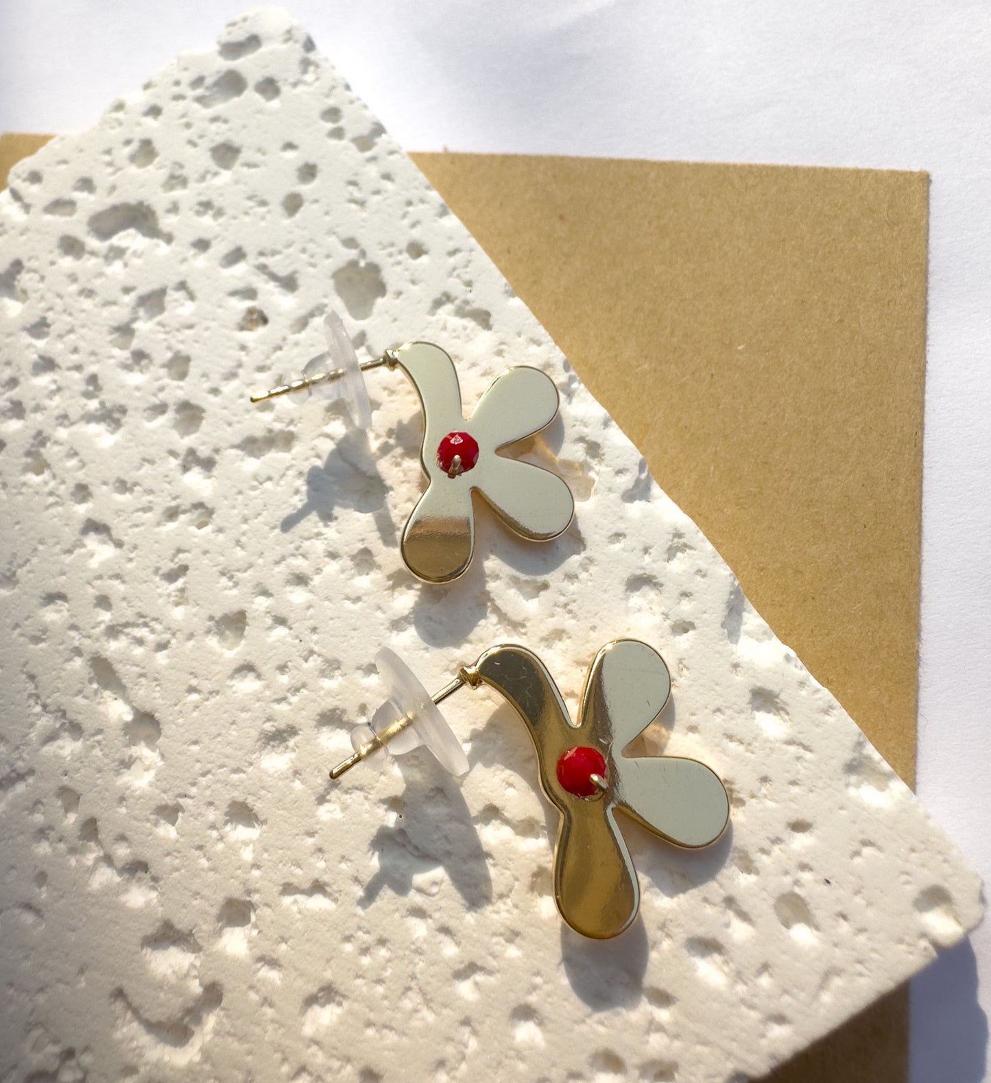 Half Mullein  Red Earrings