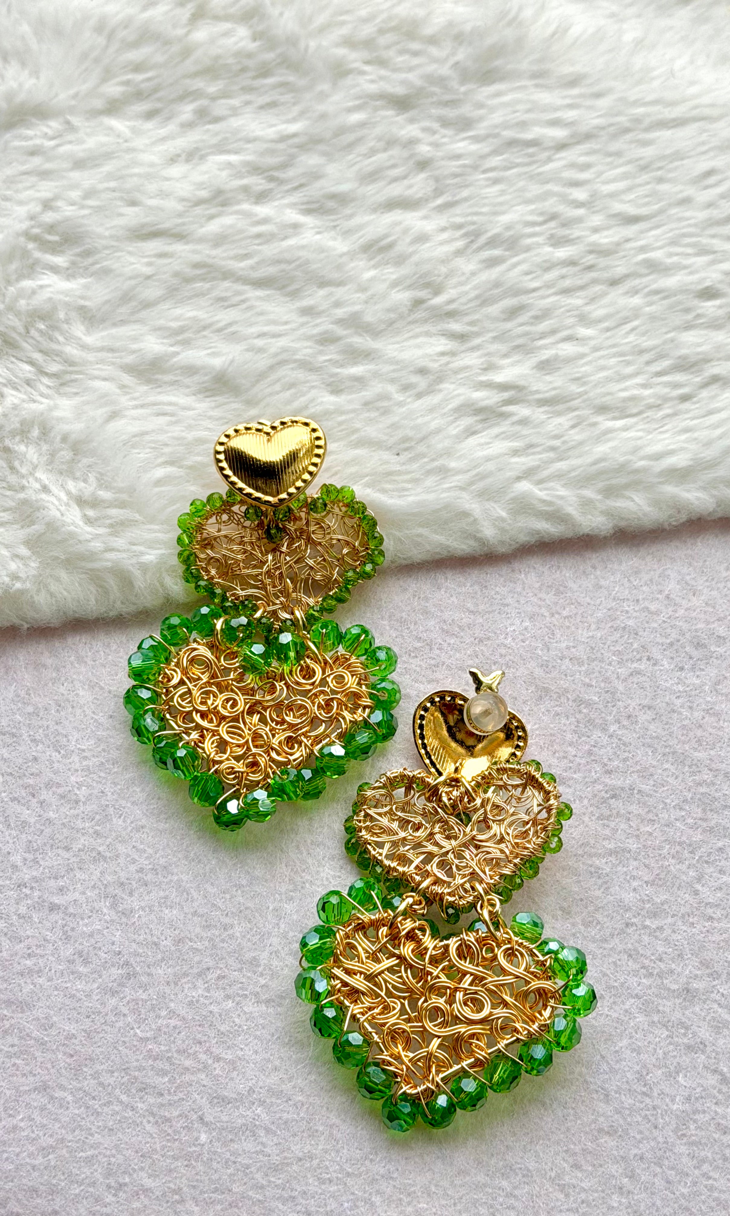 Maxi Anni 2.0 – Handcrafted Heart Earrings  with Crystal beaded