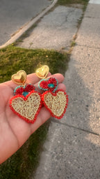 Maxi Anni ❤️  – Handcrafted Heart Earrings with Coral and Turquoise Agate Beads