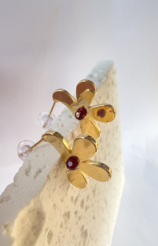 Half Mullein  Red Earrings