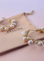 Pearl Hoop Earrings — Handmade Gold Wire Wrapped Hoops with Freshwater Pearls