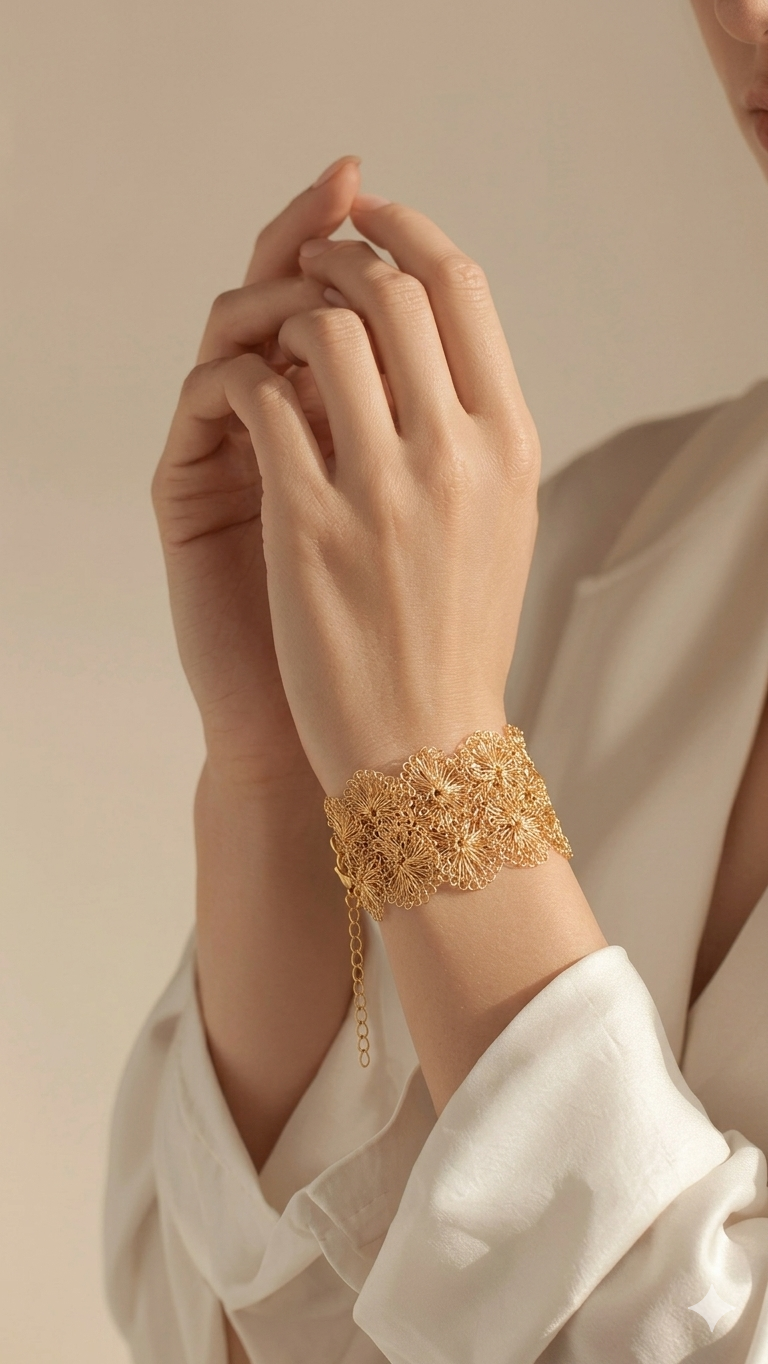 Solstice Wire Crochet Bracelet — Handmade Fan Weave | Made to Order | Bellina