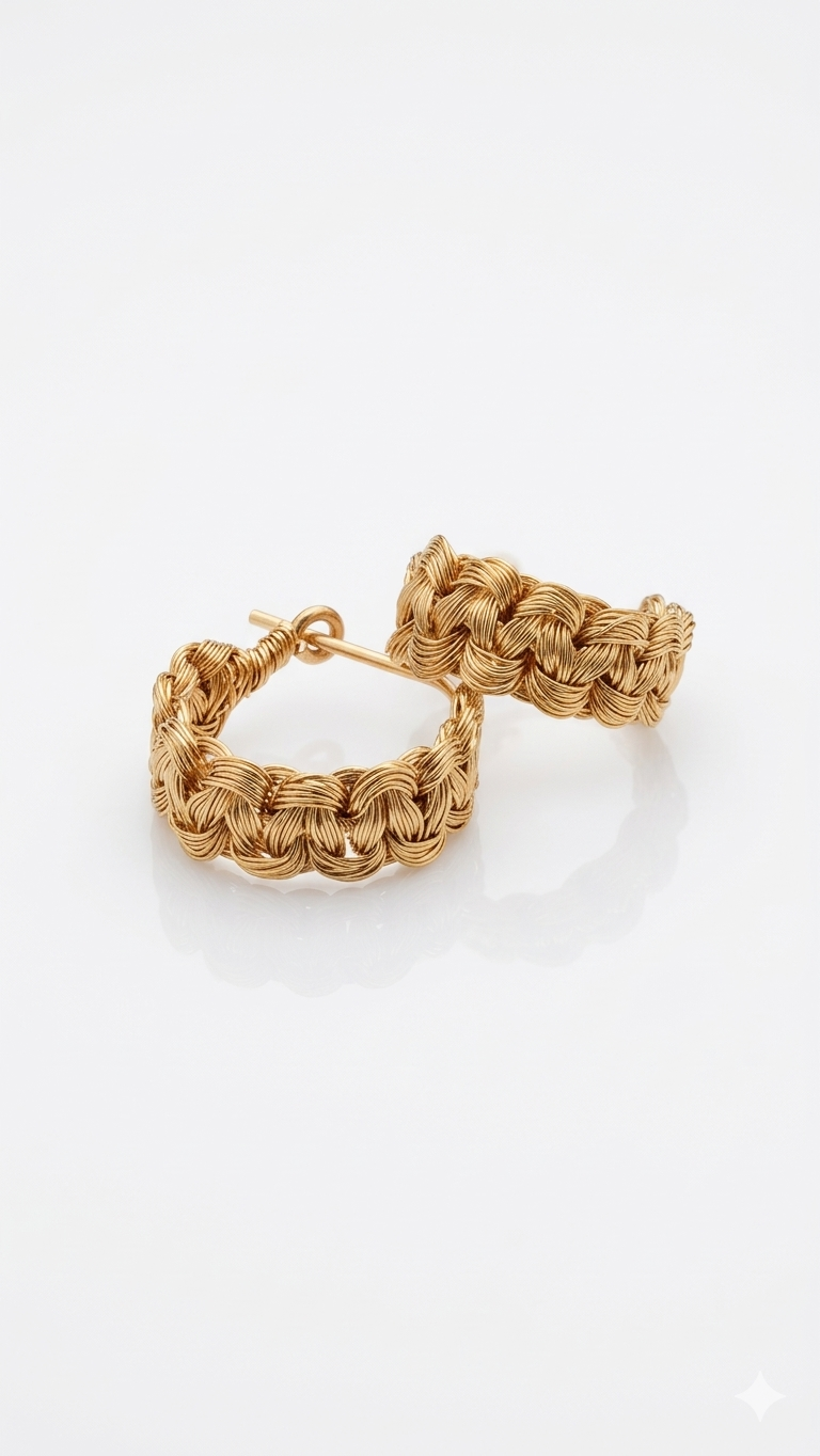 Braid Hoop Earrings — Handmade Wire Macramé Hoops | Gold Plated | Made to Order | Bellina