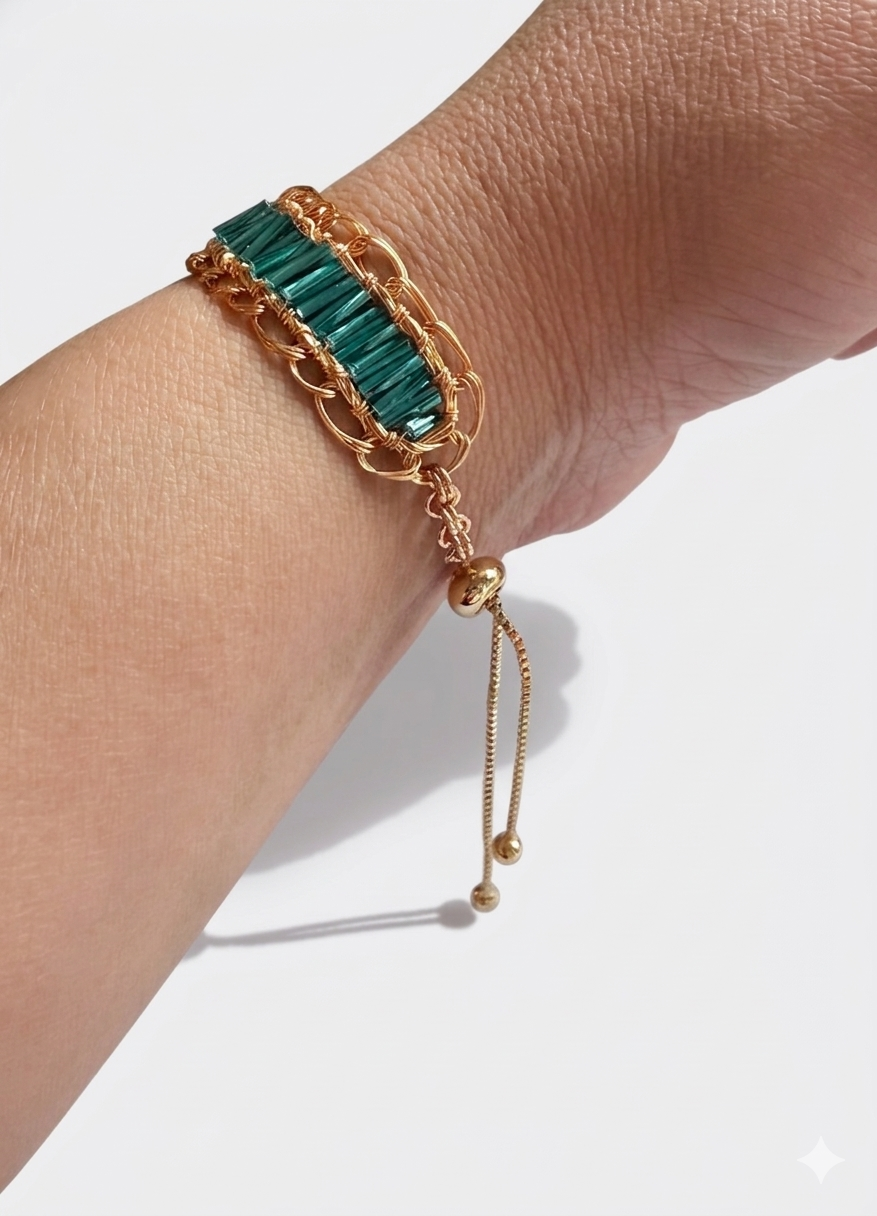 Palette Bracelet — Handmade Czech Crystal & Gold Chain | Bellina Accessories