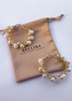 Pearl Hoop Earrings — Handmade Gold Wire Wrapped Hoops with Freshwater Pearls
