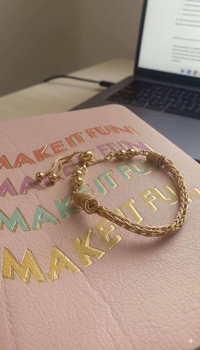 Gold Viking Knit Bracelet — Handcrafted