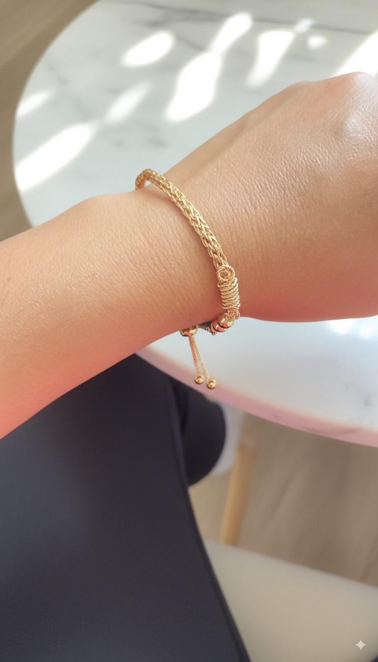 Gold Viking Knit Bracelet — Handcrafted
