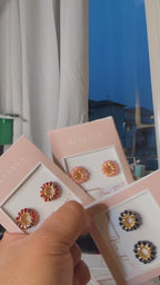 Coronita Floral Stud Earrings — Handmade Gold Plated Wire Earrings with Natural Stones | Bellina