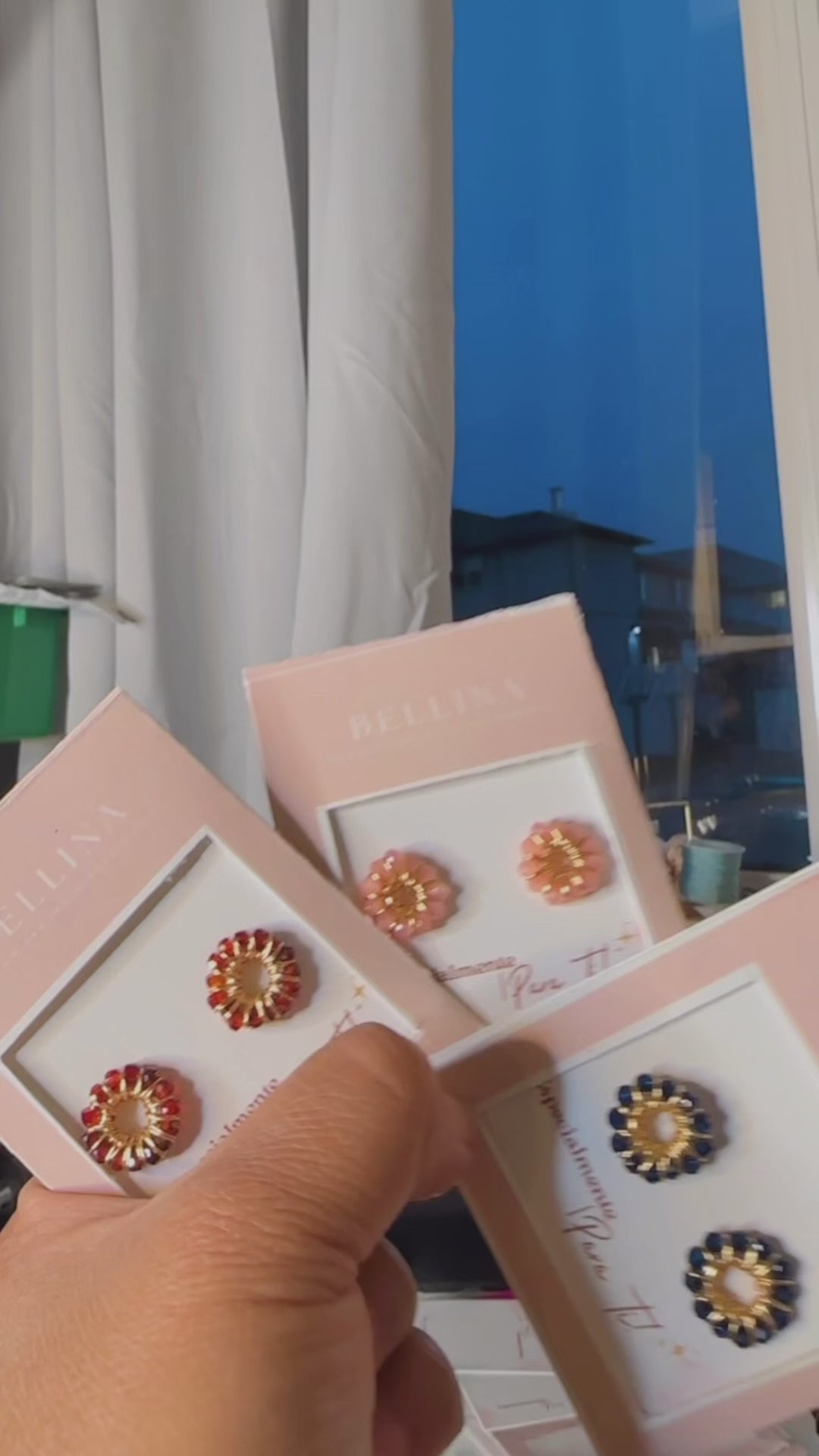 Coronita Floral Stud Earrings — Handmade Gold Plated Wire Earrings with Natural Stones | Bellina