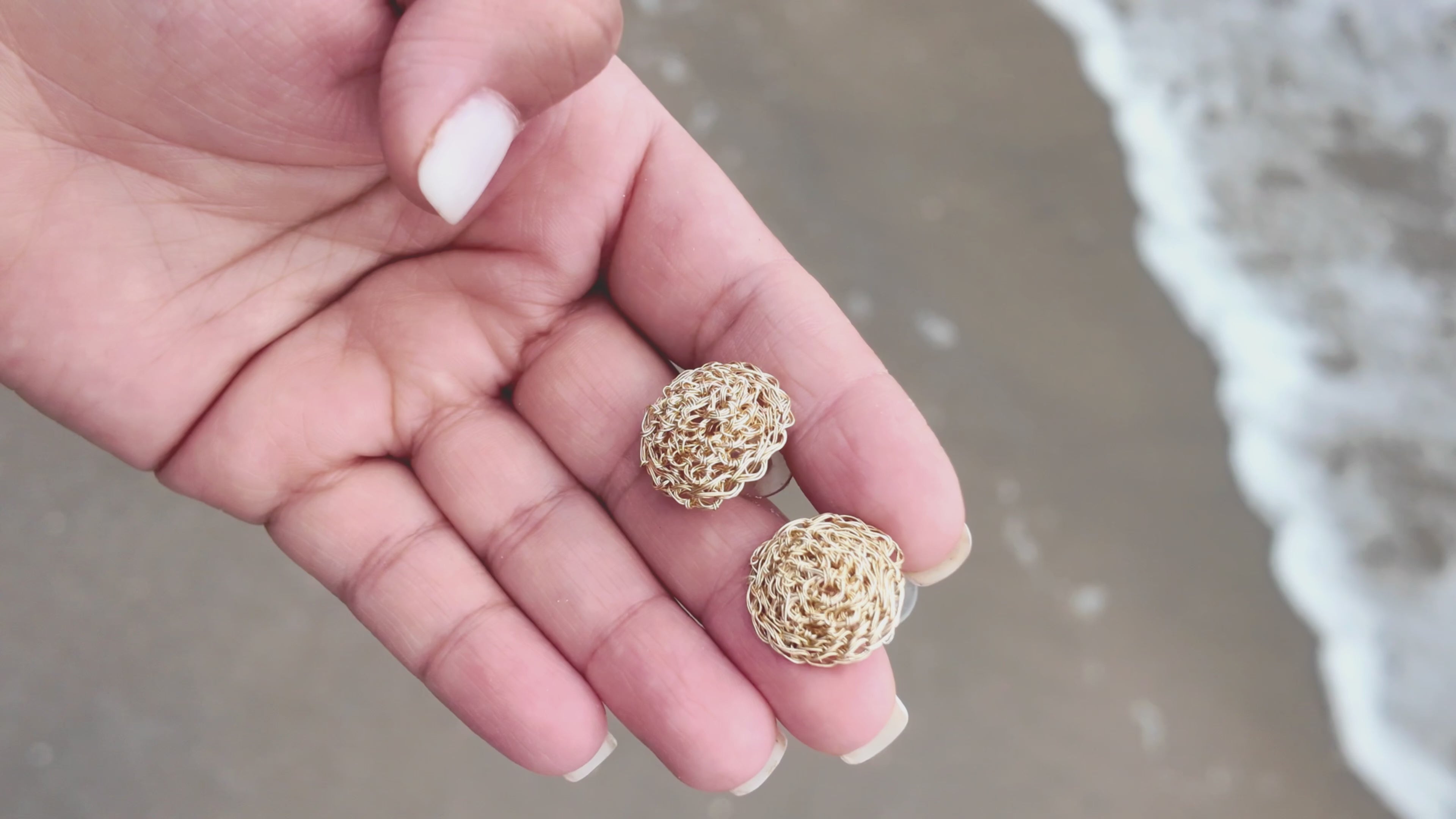 Petra Woven Wire Earrings — Handmade Peruvian Stitch & Wire Crochet | Gold Plated Hypoallergenic Studs | Bellina