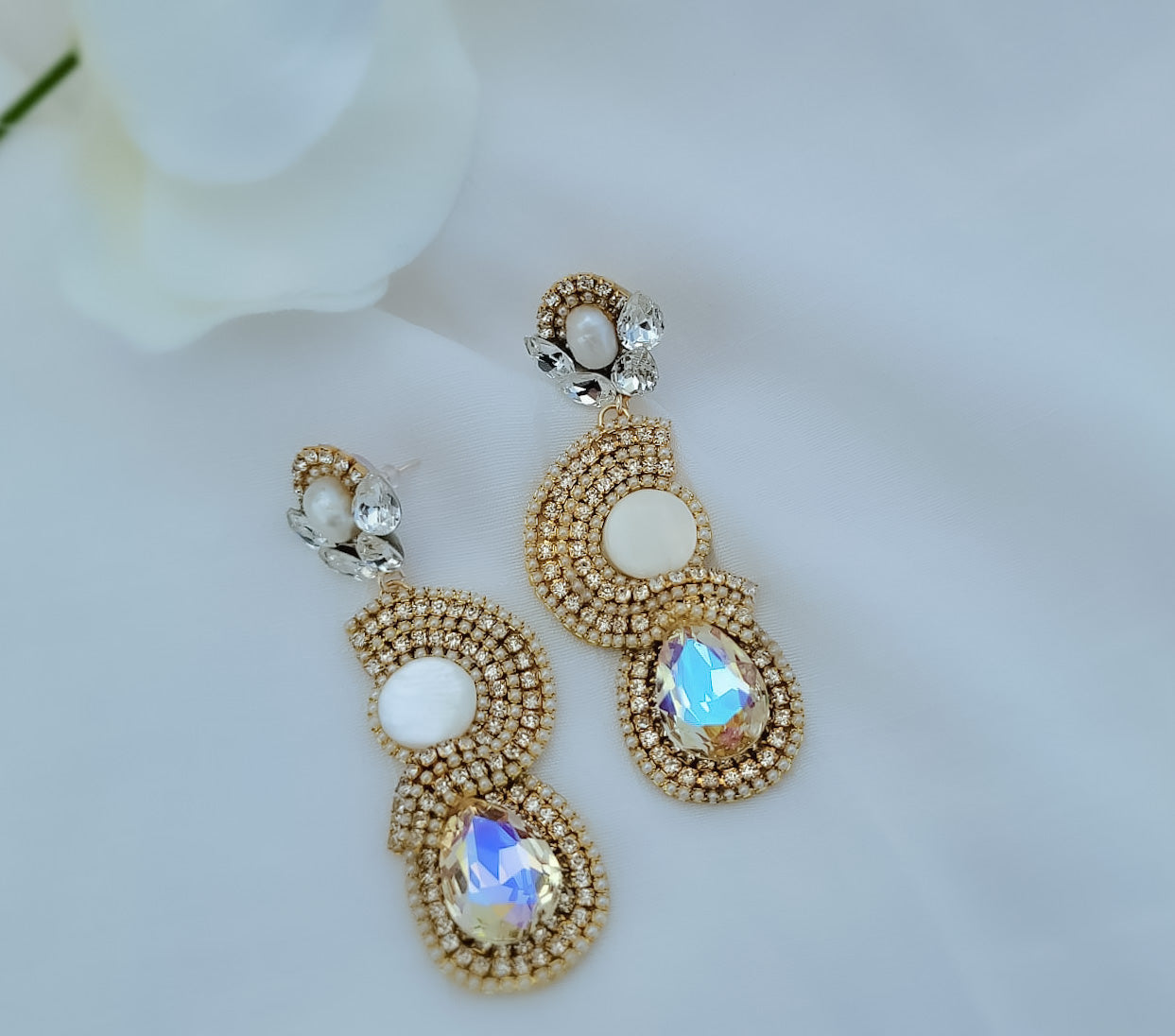 K Bride Earrings - Designed with Pearls and Crystals for a Special Occasion