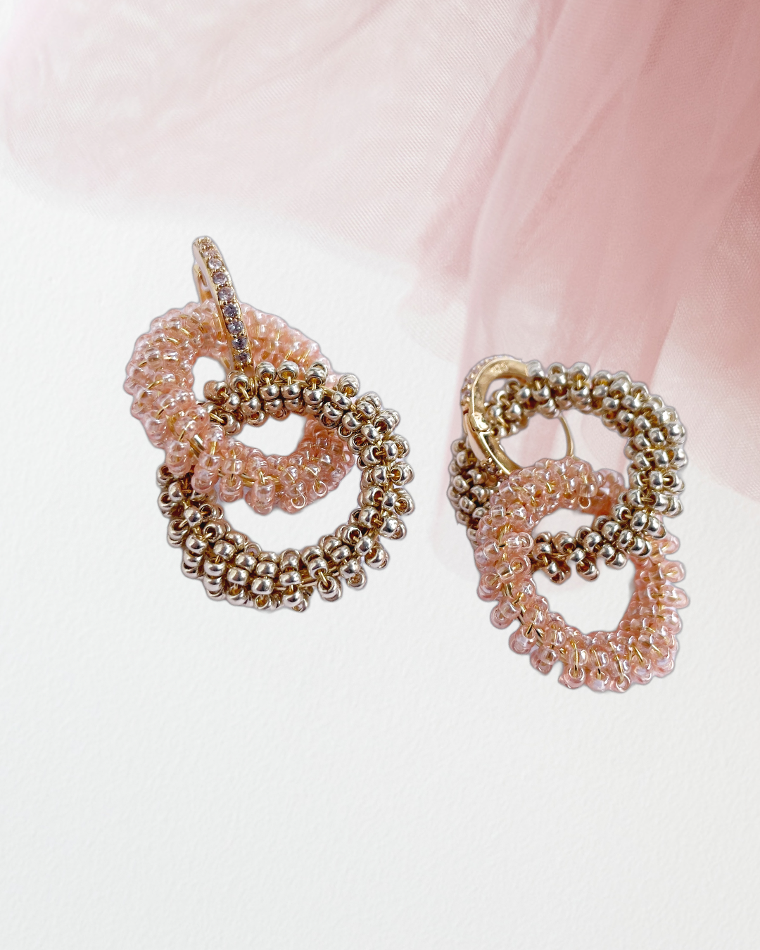 Pink - Silver Infinity Earring.