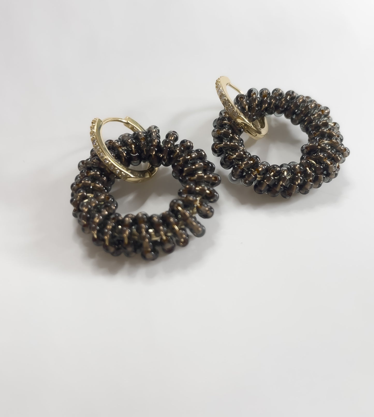Infinity Mini Earrings Brown- Handmade Artisan Jewelry with Japanese Miyuki