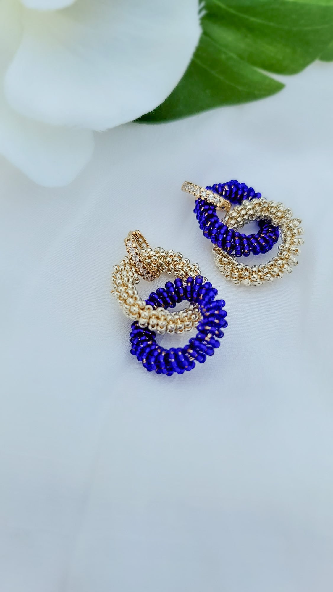 Silver -Blue Infinity Earrings