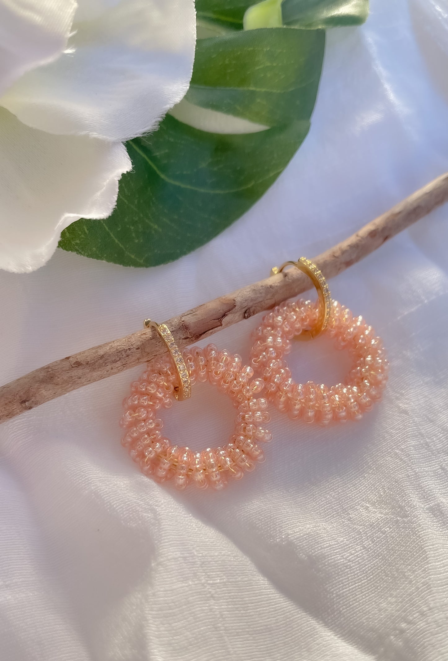 Infinity Mini Earrings pink - Handmade Artisan Jewelry with Japanese Miyuki Beads