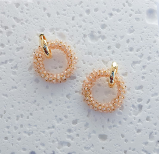 Infinity Mini Earrings pink - Handmade Artisan Jewelry with Japanese Miyuki Beads