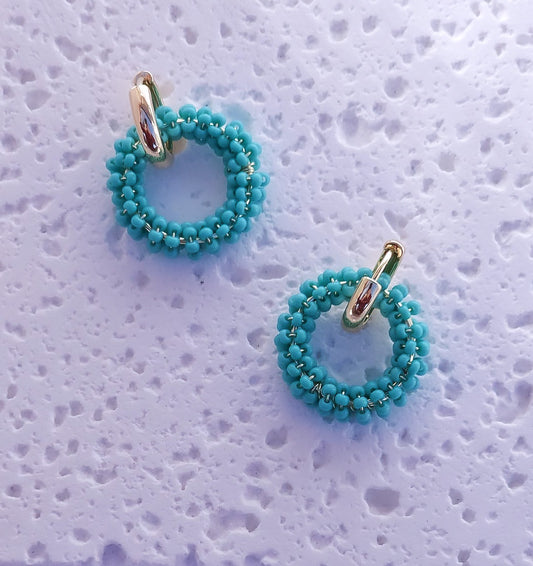 Infinity Mini Earrings Turquoise - Handmade Artisan Jewelry with Japanese Miyuki Beads