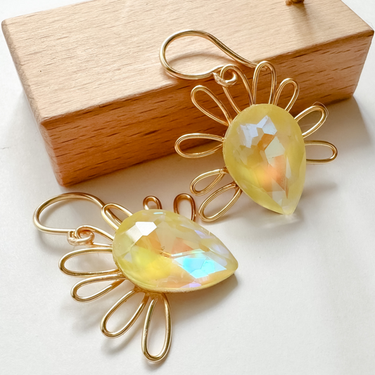 Sunflower earrings in wirewrapping