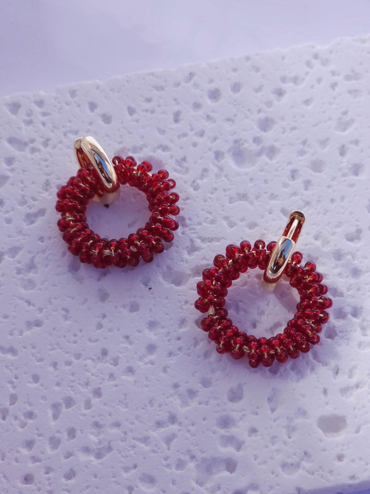 Infinity Mini Earrings Red wine  - Handmade Artisan Jewelry with Japanese Miyuki Beads